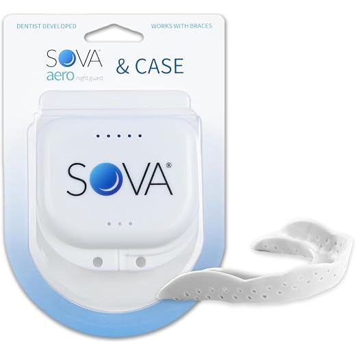 SOVA Aero Night Guard – Gouttière Dentaire contre le grincement nocturne/bruxisme - Protège-dents ajustable - 1.6mm - Remodelable jusqu'à 20 fois - Pour adultes - Avec son étui
