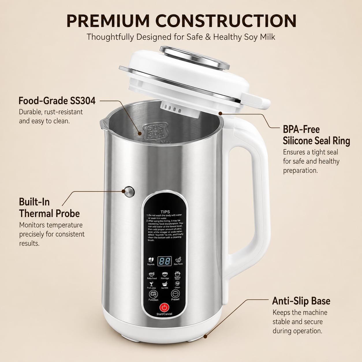 Macchina automatica per il latte di soia 1,2 l, macchina per il latte