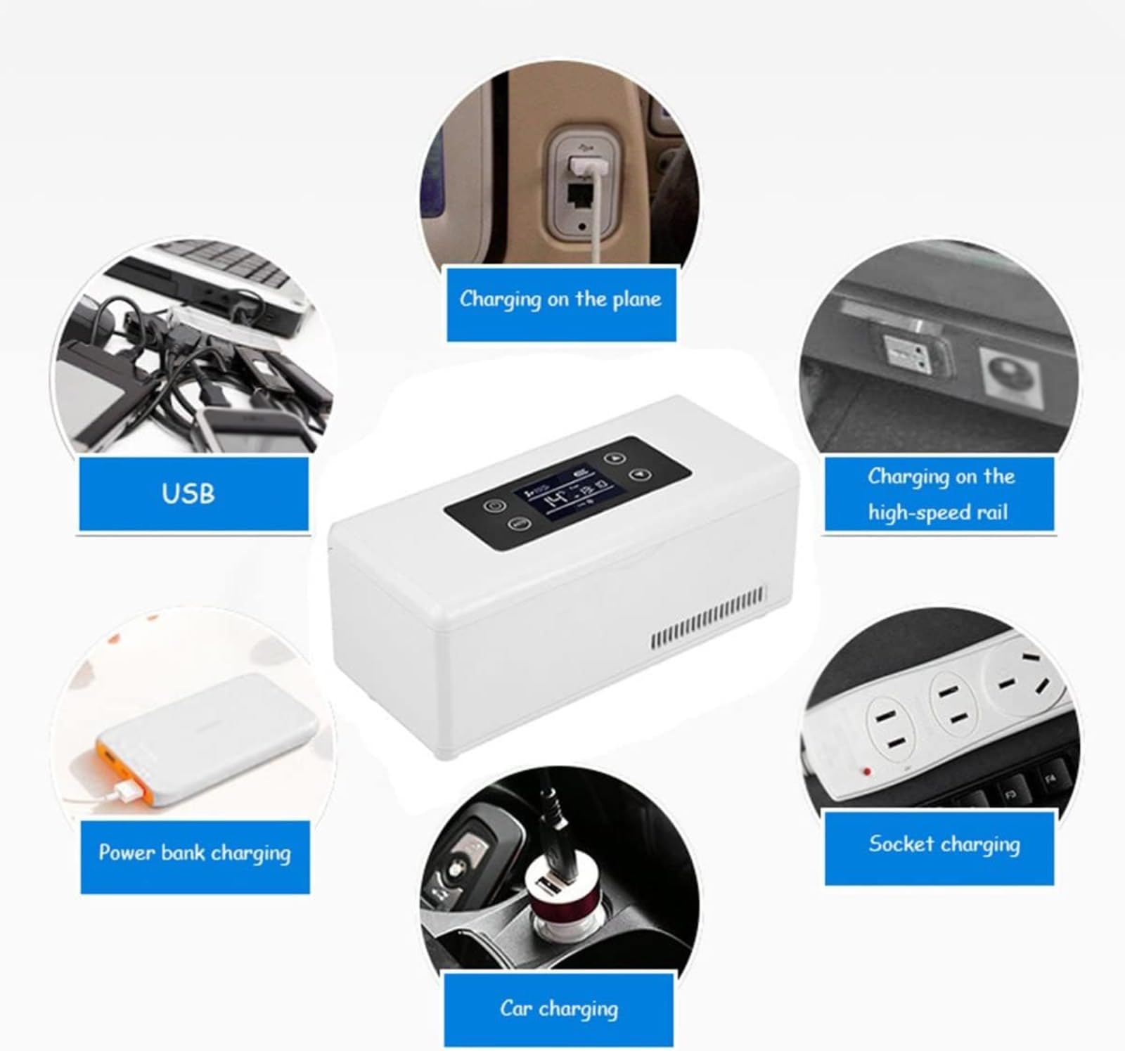 Mini frigorifero per insulina, per viaggi, raffreddamento intelligente con batteria, custodia portatile da viaggio per insulina, per casa, campeggio, camper e volo