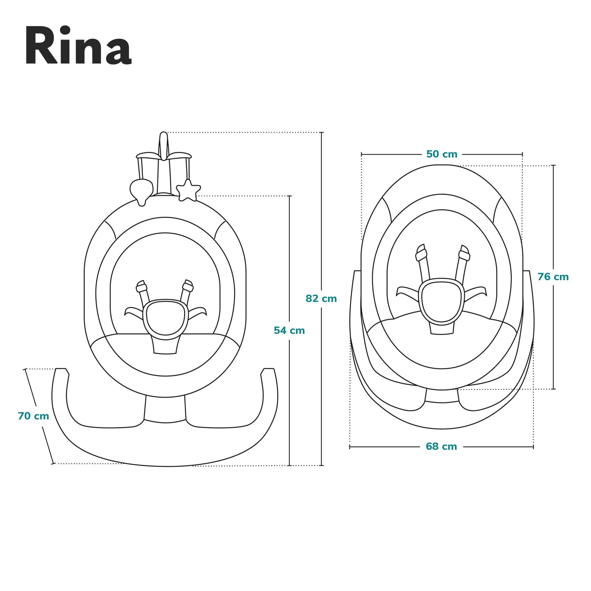 LIONELO Rina Balancín y hamaca 2 en 1, control remoto, asiento giratorio de 360°, dos direcciones de balanceo, 5 velocidades de balanceo, bloqueo, ajuste del respaldo, temporizador, 12 melodías | Control Remoto, Dos Direcciones de Balanceo, 5 Velocidades