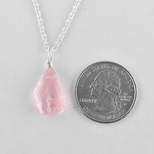 Miniatura 80 de Natural Raw Pink Ruby Rough Gemstone Handmade Dainty Pendant Necklace for Women Healing Crystals July Birthstone Birthday Gift for Her Silver Plated