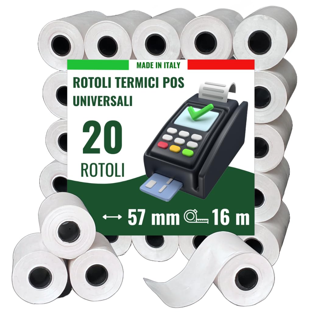 Carta Termica POS 57x16mt 20 Rotoli BPA free 57x35x12