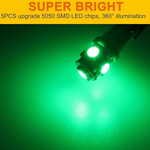 Miniatura 6 de Bombillas LED T10 verdes para salpicadero, panel de instrumentos, calibre 2825 194 W5W, lámpara interior de automóvil con enchufes de bloqueo