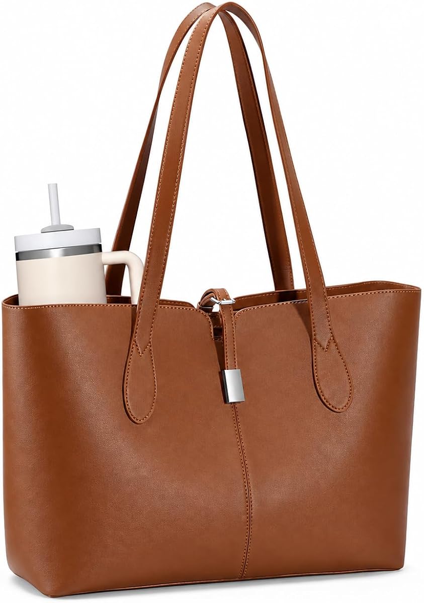 TOPEAST Tote Bag for Women 15.6" Work Handbag with Removable Laptop Sleeve | Leather Laptop Bag Lightweight Computer Handbag Shoulder Bag with Laptop Compartment & Multiple Pockets