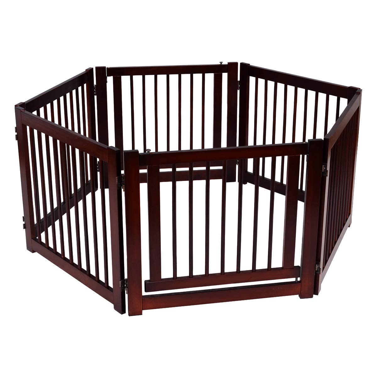 COSTWAY Barrera de Puerta de Seguridad Rejilla para Perros Mascotas Puerta Escalera Protección Plegable de Madera (206 x 61 x 1,8cm)