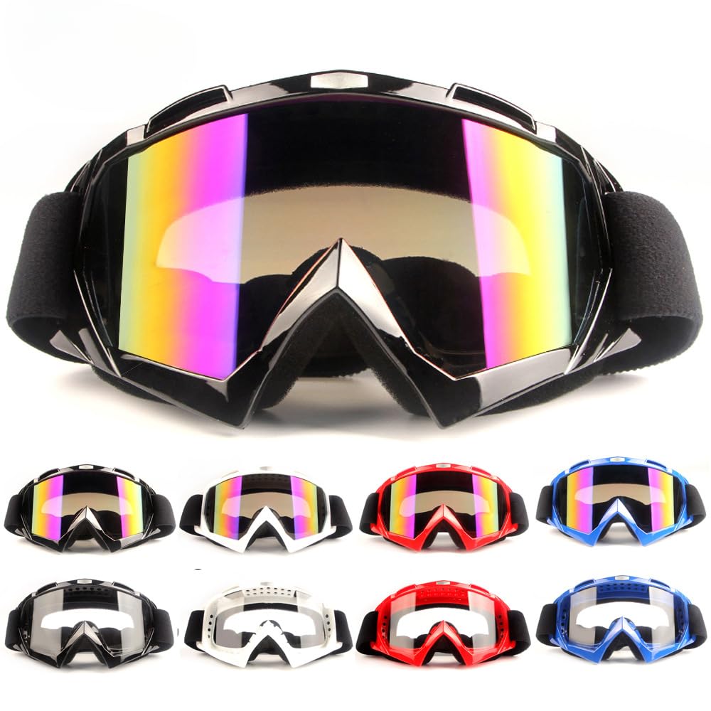 Generisch Motocross Brille,Cross Brille,Motorradbrille Outdoor-Sportbrille Motorrad Cross-Country-Brille Fahrerhelm mit Schutzbrille ausgestattet