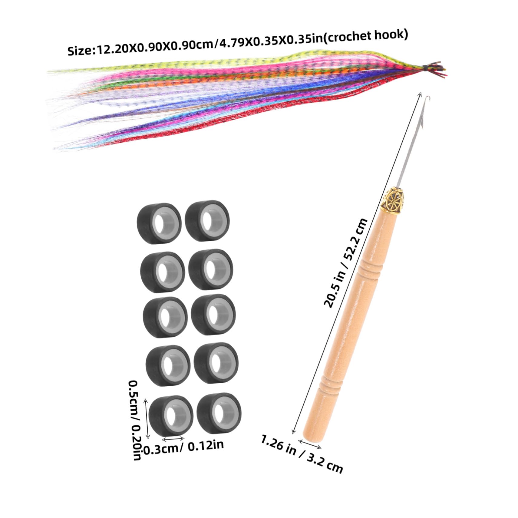 OUNONA Feathered Hair Extensions Kit for Vibrant Strips with Micro Hair Beads Crochet Hooks Heat Resistant Synthetic Hair Accessories for Festivals Parties