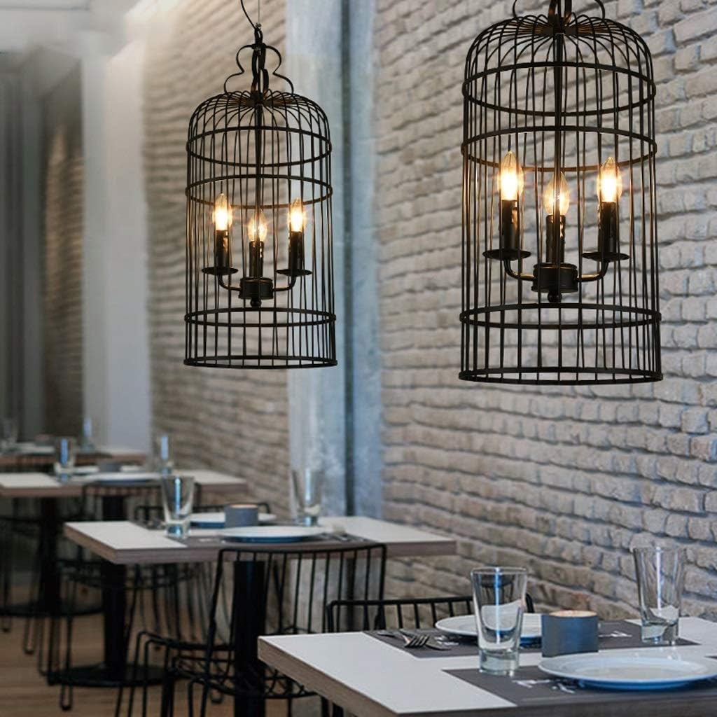 Black Chaner Light Fixture Iron Bird Cage Chaner, Restaurant Creative Bar Metal Chaner Personality Retro Nostalgic Industrial Wind Decorative Lights