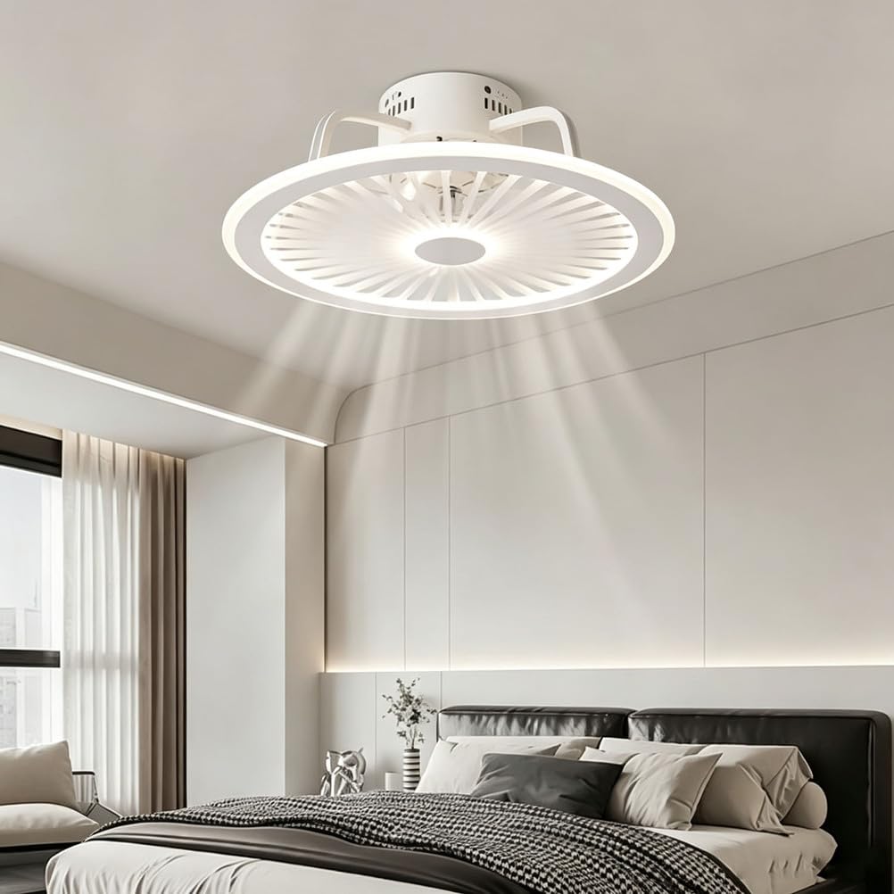 Piptyllite LED Ceiling Fan Light with Stepless Dimming & Color Changing, for Bedroom & Living Room