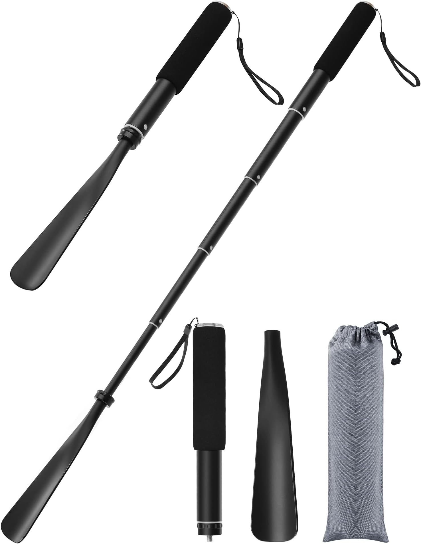 Shoe Horn Long Handle -15"-37" Telescopic Metal Shoe Horn Adjustable Length, Aluminum Alloy, Portable Long Handled Shoe Horn, Shoe Horn Long Handle For Seniors Men Women Kids