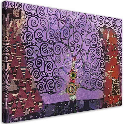 Tableau sur toile XXL 100x70 cm Klimt violet pour la déco du couloir