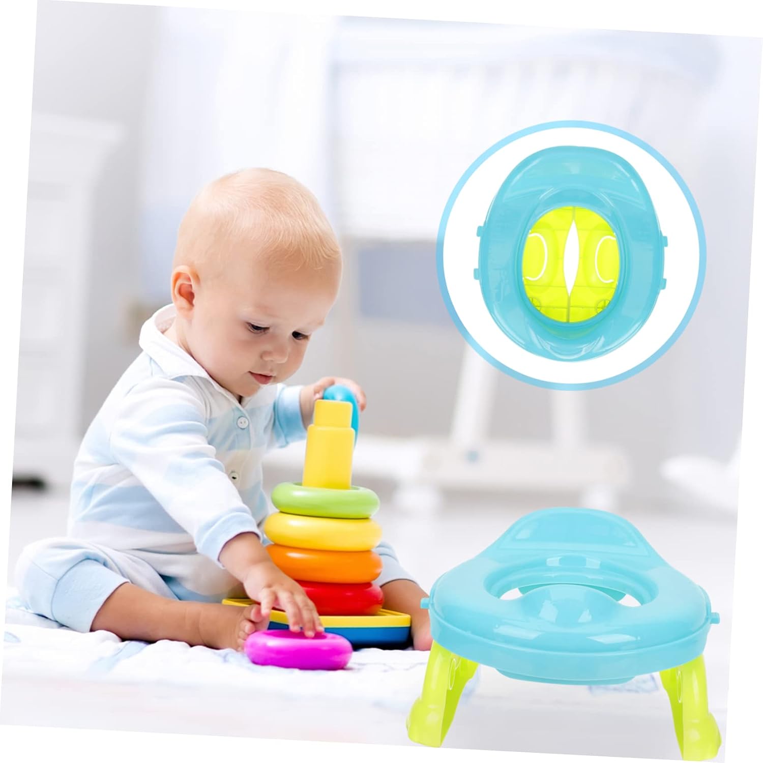 Kisangel Portable Folding Toilet Lightweight Boy Girl Travel Potty for Use Sturdy Design for Safe Potty Training No Cleaning Needed for Camping and Outdoor Activities