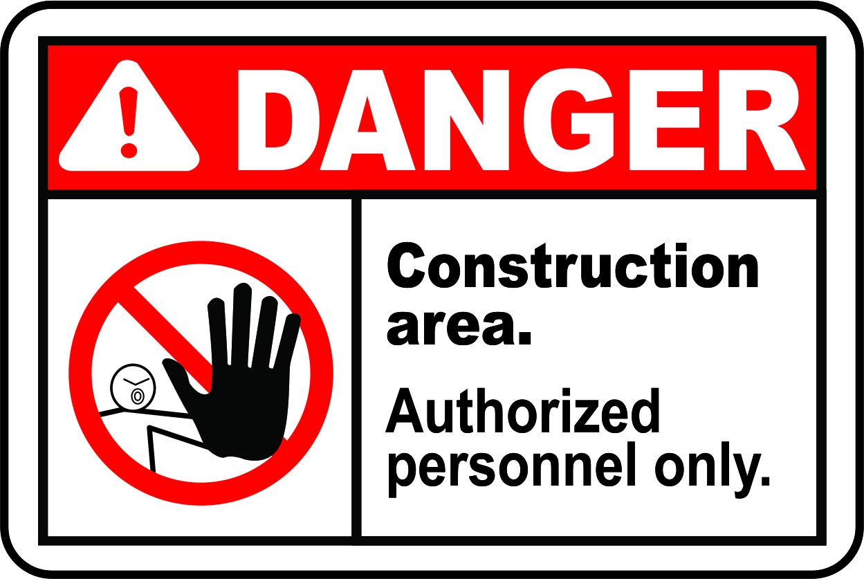 INDIGOS UG - Pegatinas - Seguridad - Advertencia - Construction Area Authorized Only Sign 914mmx1219mm - Decal for Office - Oficina - Empresa - Escuela