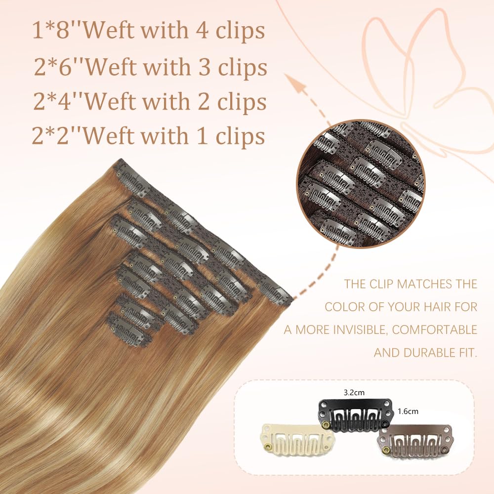 HotLulana Extension Capelli Veri Clip 7pcs 55cm 120g Extension Capelli Veri 22 Pollice Extension Capelli Clip Invisible Extension Clip Capelli Veri Human Hair Extension Clip 10/10/22#