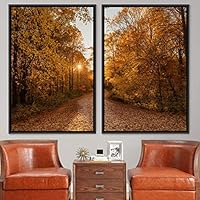 2 Piece Framed Canvas Wall Art Sunrise in The Trees Canvas Prints Home Artwork Decoration for Living Room,Bedroom - 16