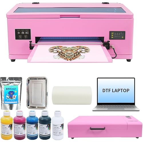 DTF Printer A3 F1390 with Oven, Direct to Film Apparel Transfer Printing Machine with White Ink Circulation System and Semi-Automatic Cleaning for DIY T Shirt (Printer+Laptop+Oven+Ink+Software)