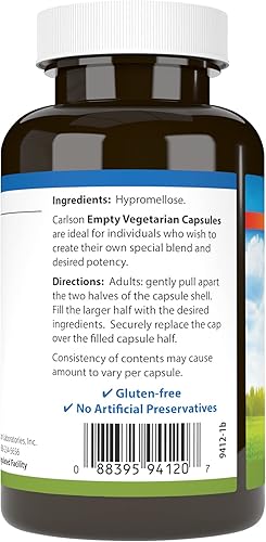 Miniatura 3 de Carlson - Cápsulas pequeñas vacías vegetarianas #2, fáciles de separar y llenar, con botella con tapa de rosca, 200 cápsulas