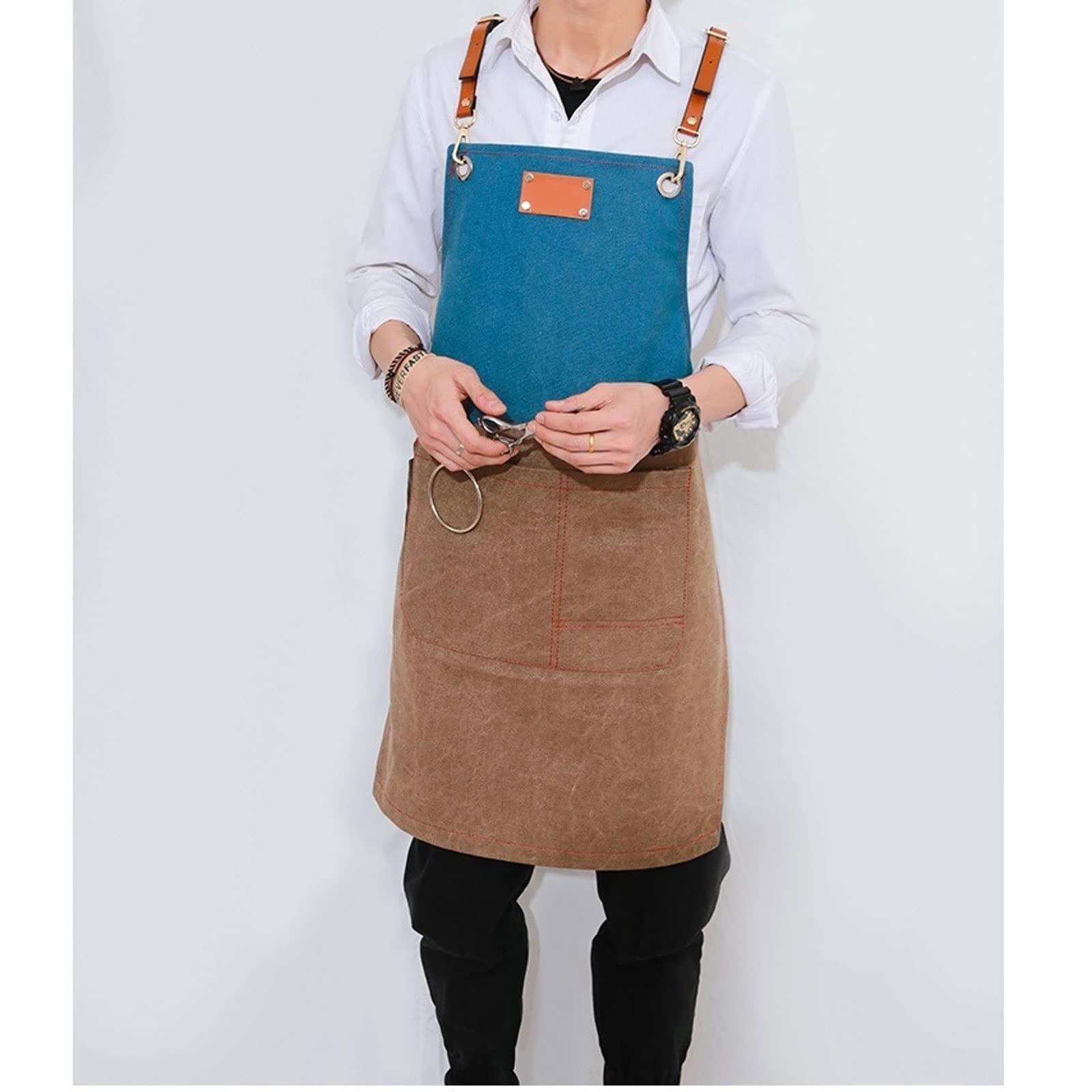 Grembiuli Grembiuli Uomo Donna Abbigliamento da Lavoro Ristorante Bar Sala da tè Camerieri Negozio di tè Negozio di Fiori Pittura Cucina Forno (Grigio.)