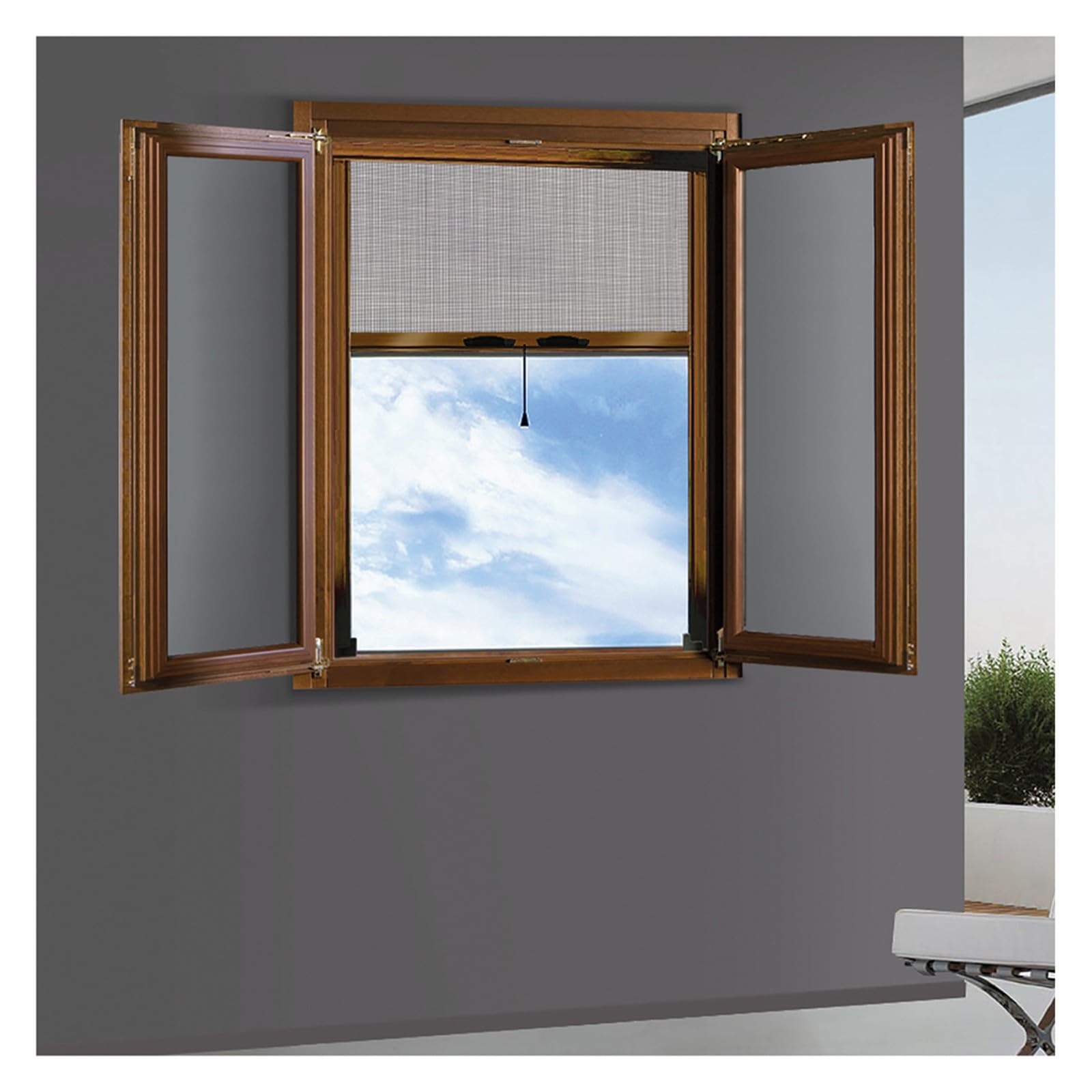 1PEZZO ZANZARIERA A RULLO VERTICALE PER FINESTRA cm 160 x 170 - marrone ral 8017