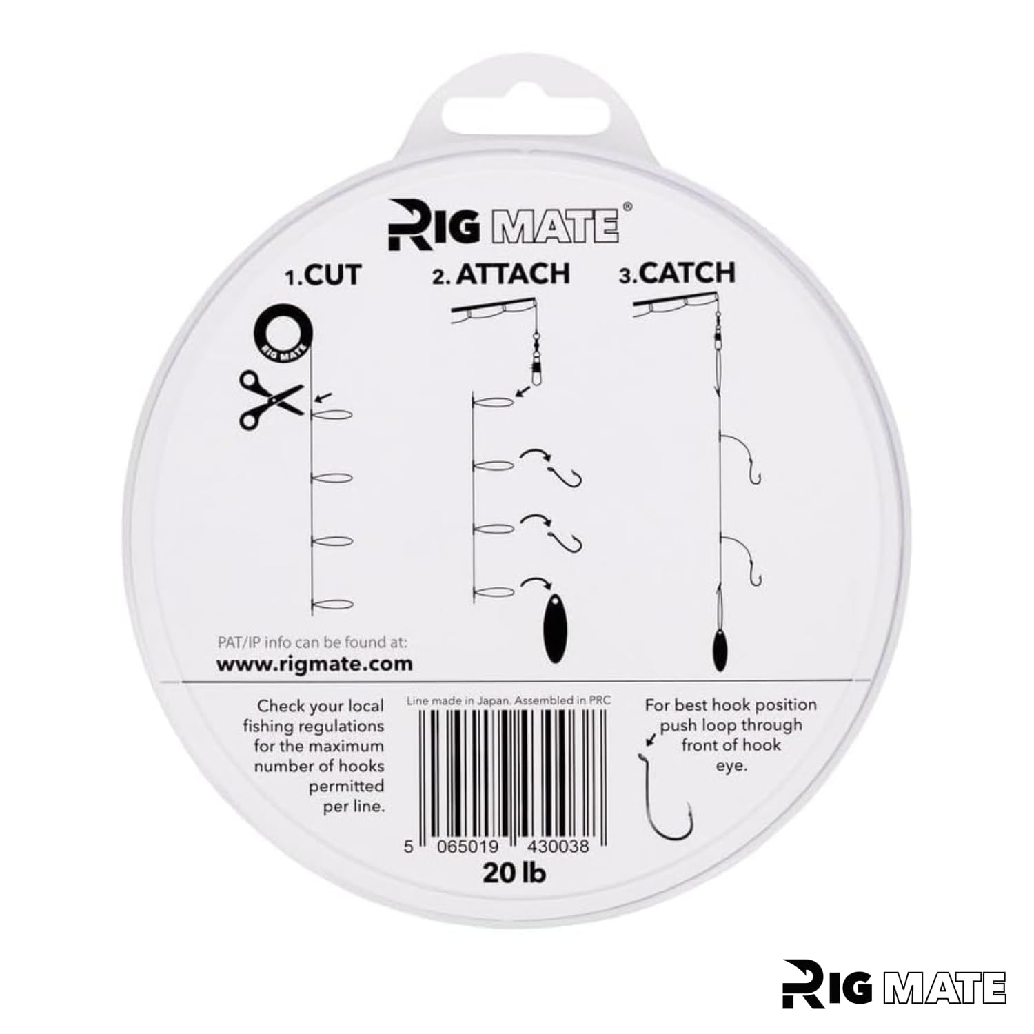 Aparejos de bucle cuentagotas preatados de 20 libras. Carrete de línea de pesca. Bucles de 18 pulgadas de distancia con tamaño de bucle de 5.5 pulgadas. Perfecto para pesca de agua salada y agua dulce