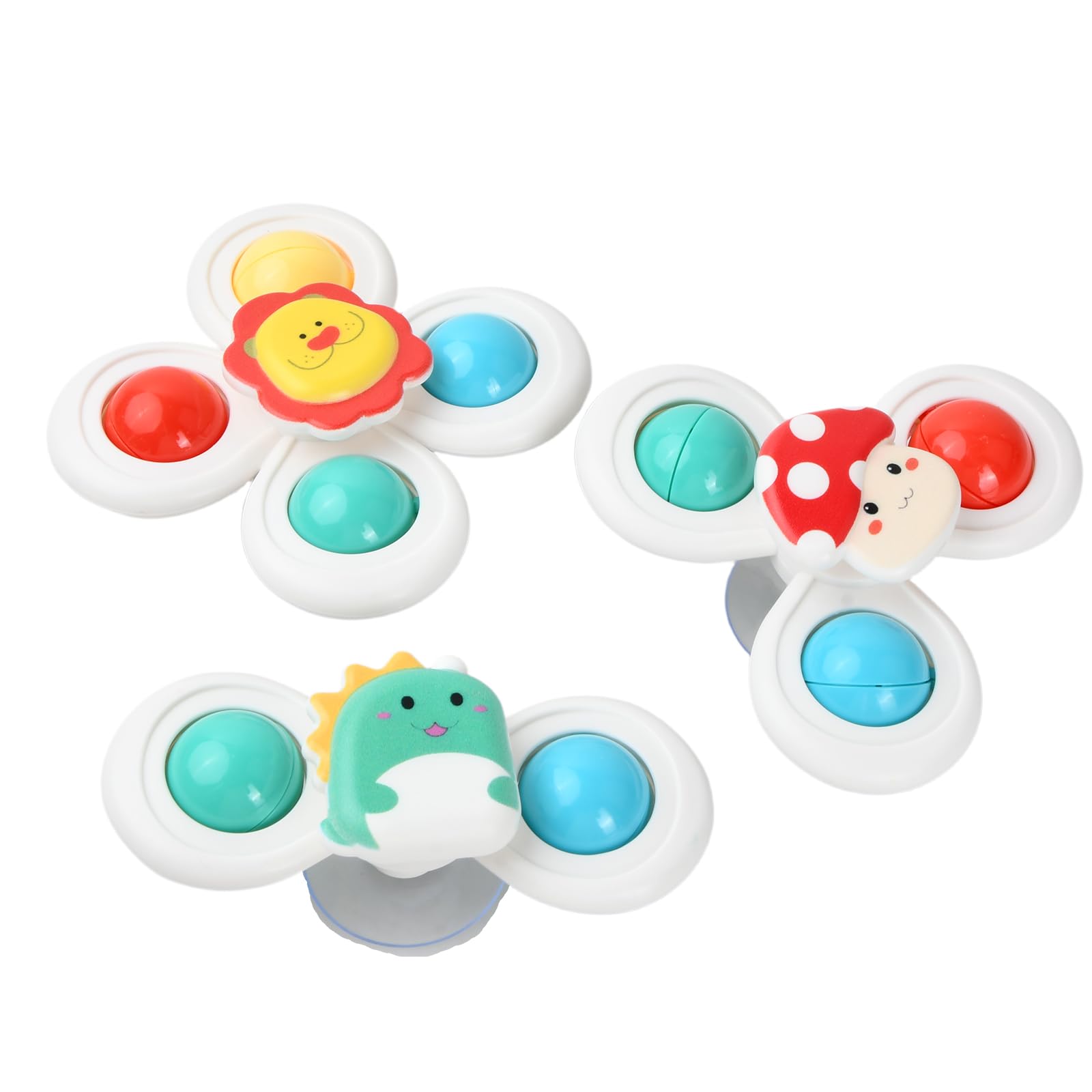 Juguetes de Baño para Bebés con Ventosa, 3 Piezas Juguetes Giratorios Educativos, Spinner Sensorial para Bebés, Juguetes de Bañera y Trona con Ventosa para Niños y Niñas