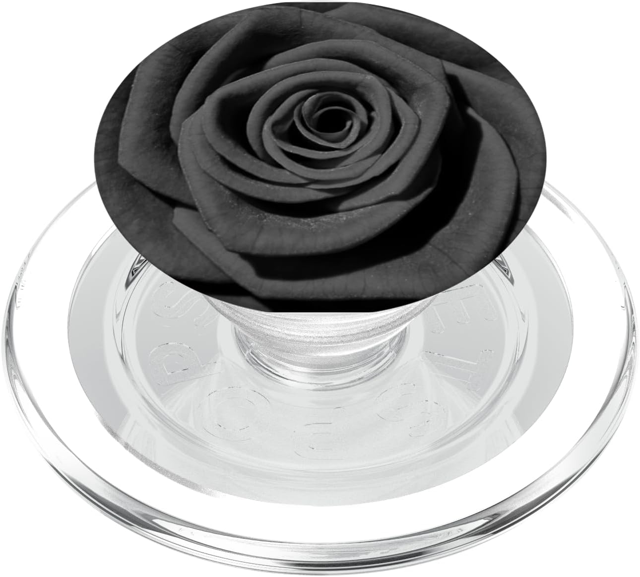 Black Rose Flower All Black PopSockets PopGrip for MagSafe