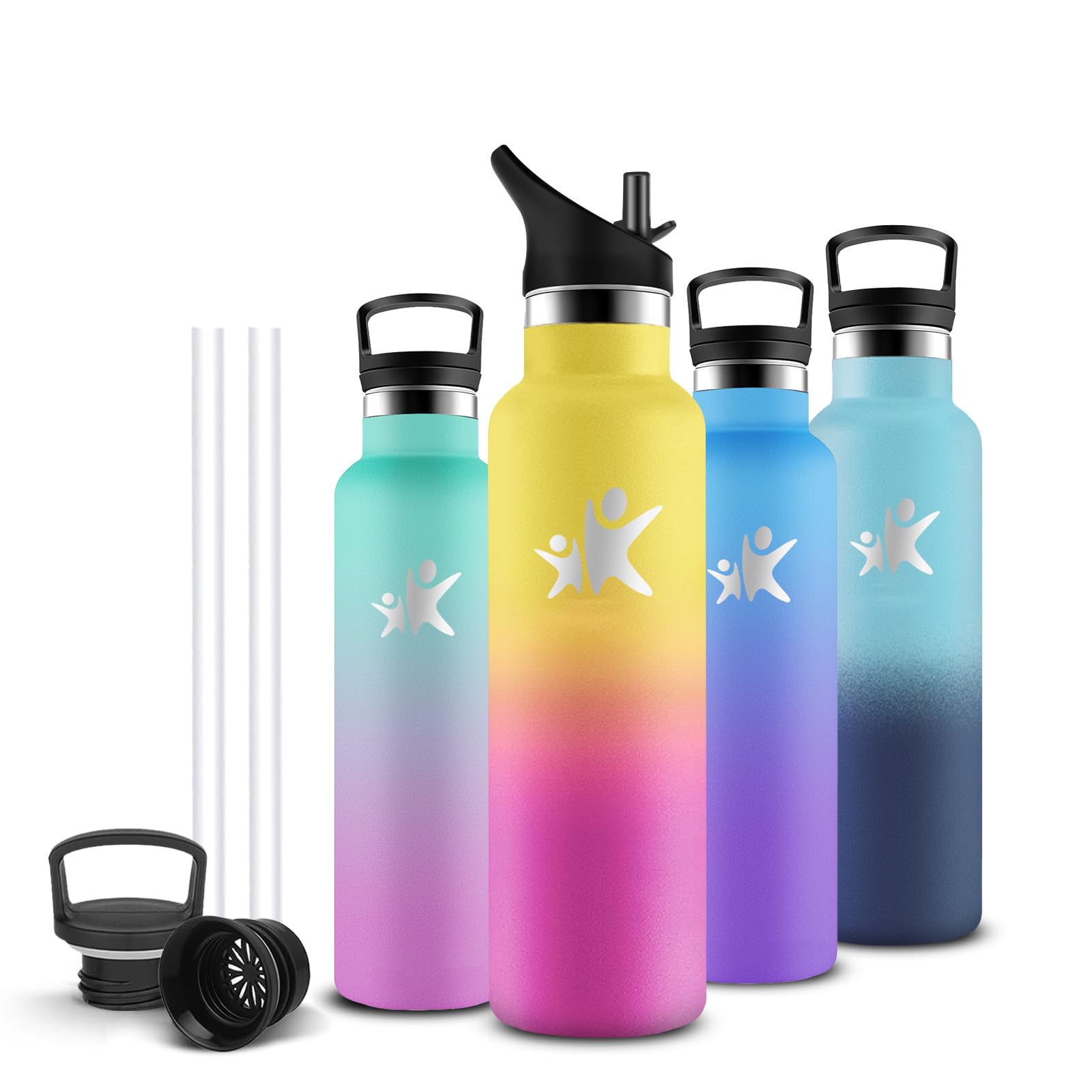 Mujigaga 750ml Thermal Water Bottle, BPA Free, Water Bottle with Straw, Leakless Thermal Bottle, Thermal Bottles, 18/8 Stainless Steel, Metal Water Bottle for Travel, Gym, Cycling
