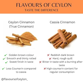 Flavours of Ceylon Ceylon Cinnamon Quills 50 Grams (1.7 Oz) Pure Ceylon Cinnamon Made in Sri Lanka 100% USDA Organic Certified