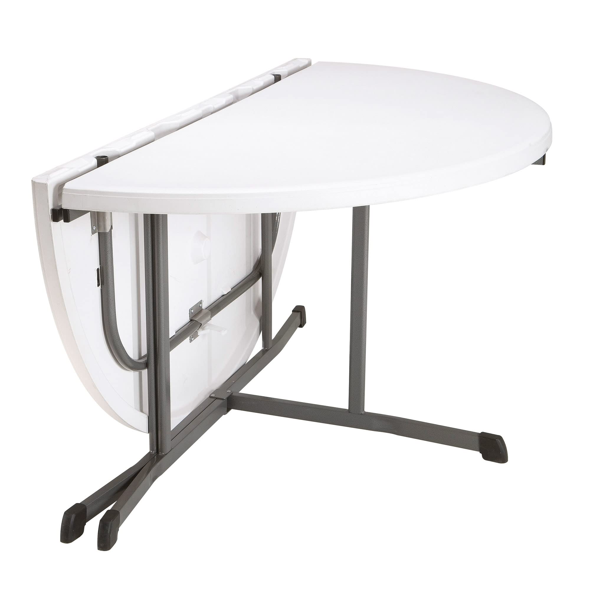 LIFETIME 92115 - Mesa Plegable Redonda portátil | Mesa Redonda jardín, terraza, Patio, balcón | Medidas Ø152cm, Altura 75,5cm | Mesa Redonda Exterior Eventos, Mesa Catering Plegable |Muebles
