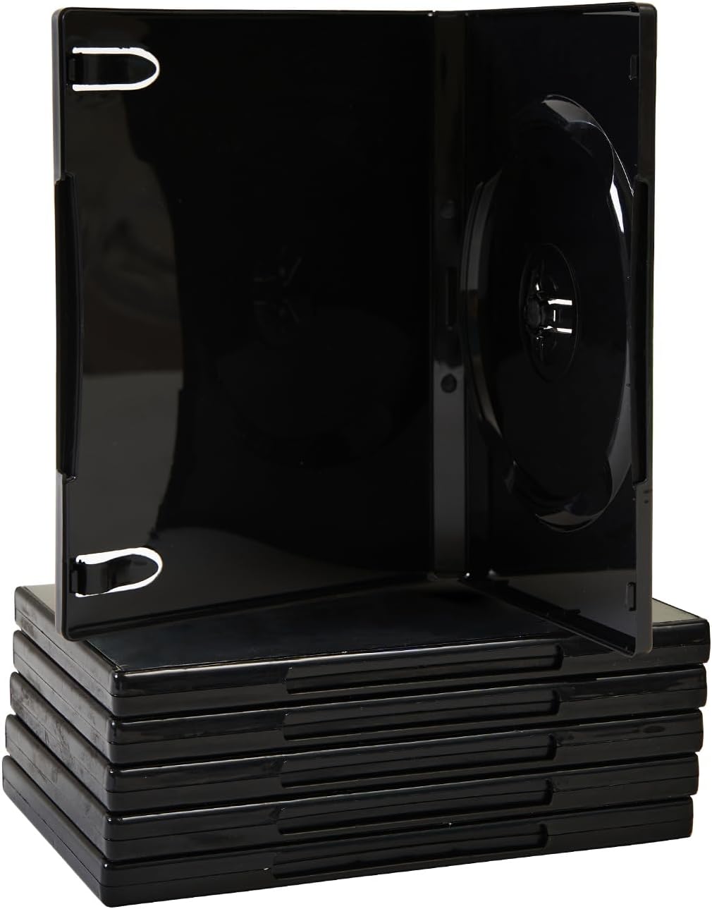 Maxtek Premium Grade Shiny Black Single CD DVD Blu-ray Disc Case, 14mm (2)