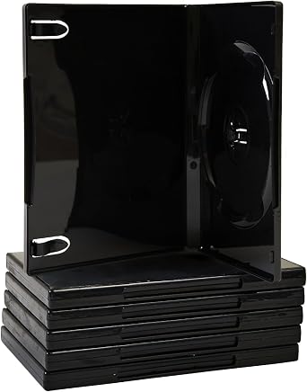 Maxtek Premium Grade Shiny Black Single CD DVD Blu-ray Disc Case, 14mm (10)