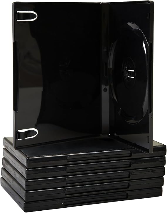Maxtek Premium Grade Shiny Black Single CD DVD Blu-ray Disc Case, 14mm (10)