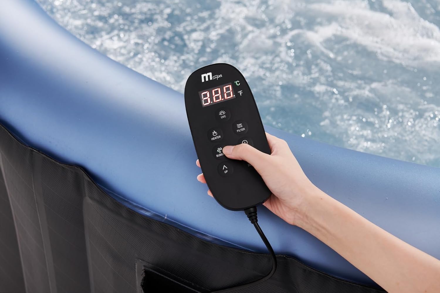 M Spa Round Inflatable Bubble Massage Spa, 4 to 6 Person Outdoor Hot Tub, Bergen