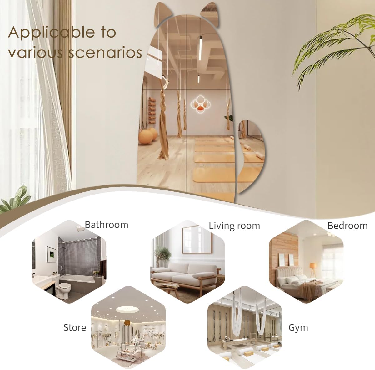 Tumecos Scratch Resistant Shatterproof Acrylic Mirror Set for Wall Decor, Full Length,No-Punch, Frameless Mirror Stickers for Bathroom, Entrance, Living Room, Bedroom, and Kid's Room, Easy to Install