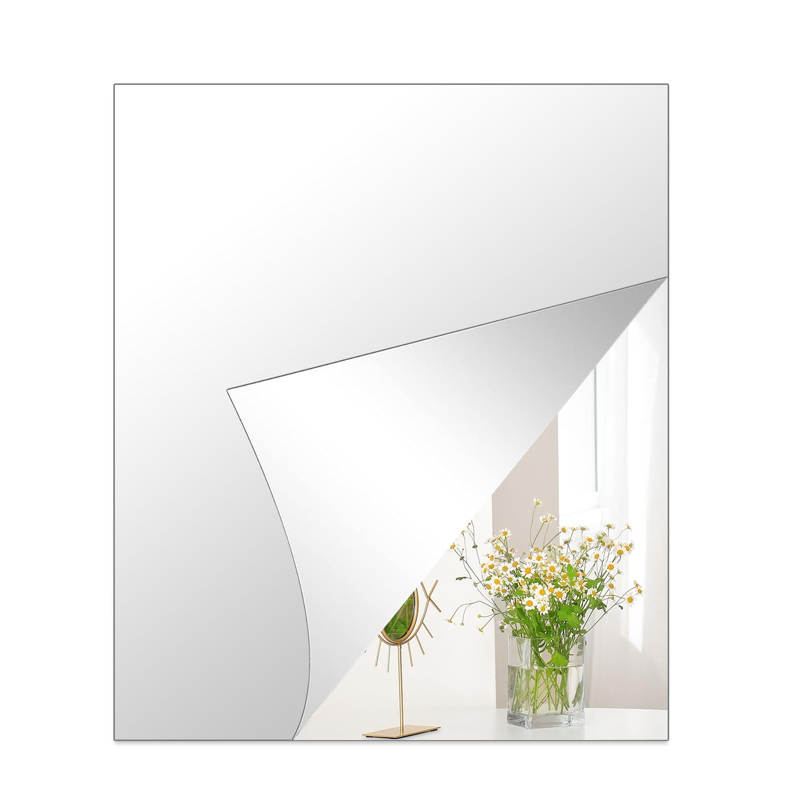DARENYI Acrylic Mirror Sheets 14 x 12 x 1Pcs Frameless Adhesive Mirror Tiles for Wall Flexible Mirror Stickers