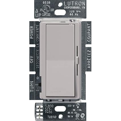 Lutron Diva LED+ Dimmer Switch for Dimmable LED, Halogen and Incandescent Bulbs, 150W/Single-Pole or 3-Way, DVCL-153P-GR, Gray Color (Wallplate sold separately )