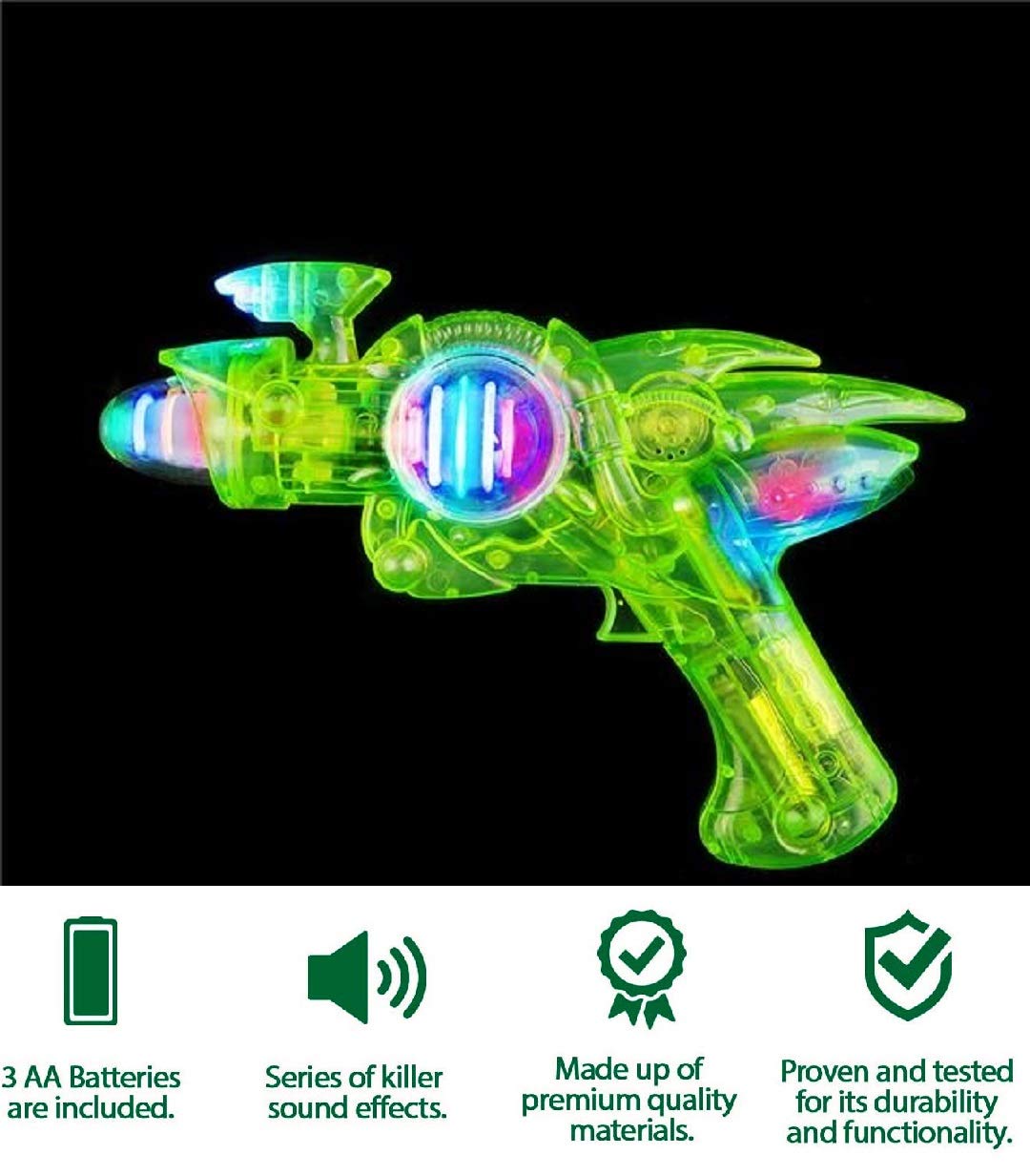 - 2 Pack - NEON Green Light-up Galaxy Space UV Glow Super Space Blaster Flash Gun (11