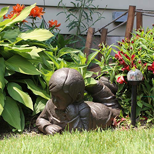 Emsco Group 92246 Day Dreaming Boy Statue – Natural Appearance – Made Of Resin – Lightweight – 16” Height Garden, Bronze #TOP1