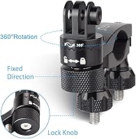 Vista 2 de HSU Soporte de manillar de bicicleta para GoPro, poste de asiento de rotación de 360°, soporte de motocicleta Go Pro de 0.6-1.3 pulgadas, compatible