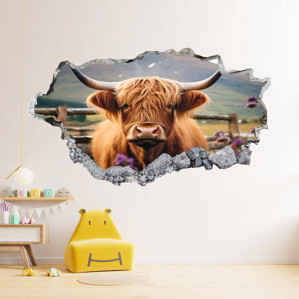Décoration murale 3D montagne du yak sticker amovible pour chambre d'enfant