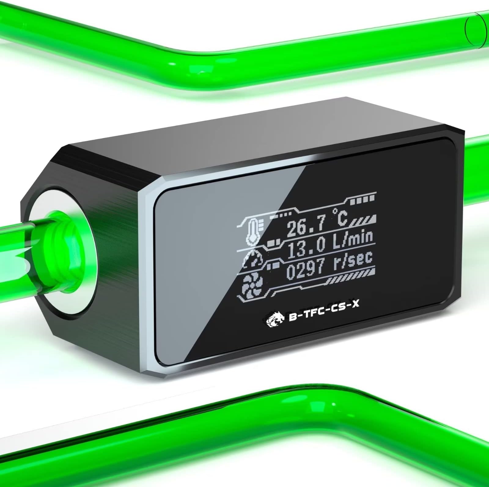 NP G1/4" OLED Display PC Water Cooling Flowmeter/Thermometer System Monitor, High Temperature Alarm Water Cooler