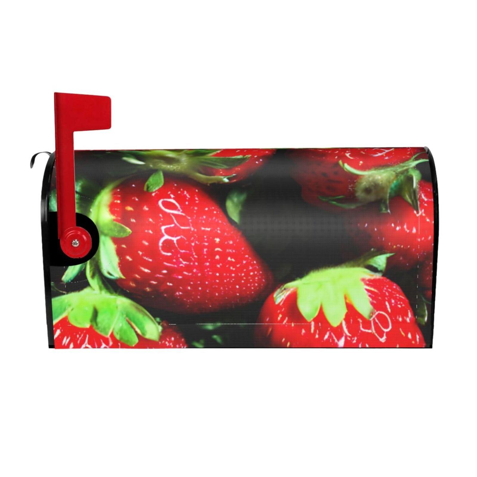 Nbtghga Black Strawberry Pattern Print Mailbox Cover Wraps Post Letter Box Cover Decor For Outside Garden Yard Farmhouse Home