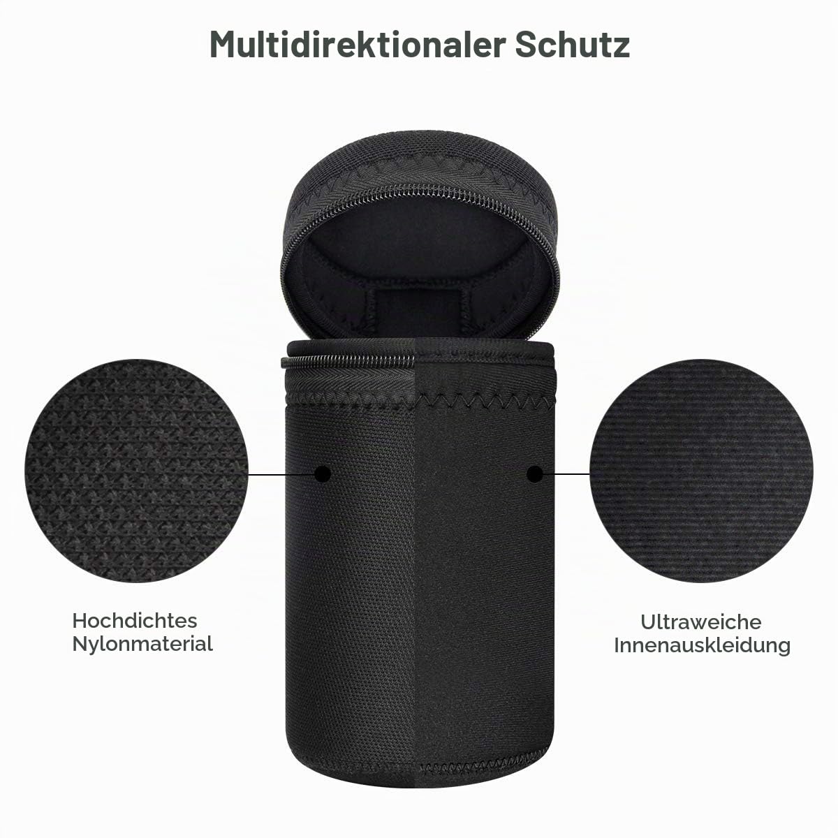 Arvok Objektivtasche, 4 Größen Neopren Objektivbeutel, wasserdichte Schutzbeutel für Kamera Objektiv, 5mm Dicke Wasserabweisend und Stoßdämpfend für DSLR-Kameraobjektiv, Schwarz & Grau