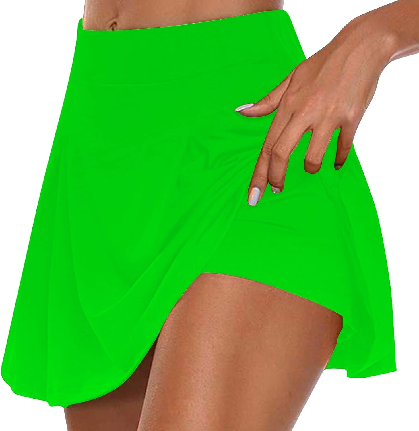 Miniatura 1 de HGps8w Falda de tenis para mujer con pantalones cortos incorporados, elástica, de cintura alta, con vuelo, atlética, para golf, para correr, casual