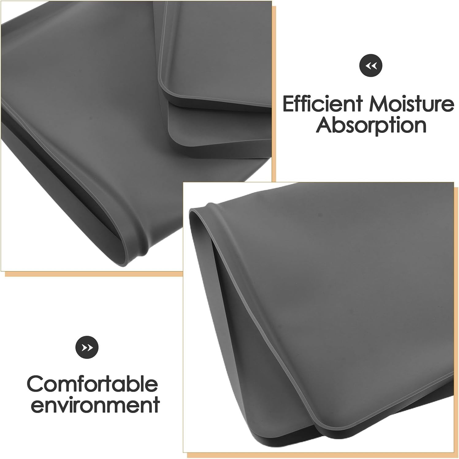 KICHOUSE Dehumidifie Drain Mat: Water Drip Tray Silicone Dehumidifier Pan with Spill-Proof Raised Edge to Prevent Water Spills & Carpet Damage Grey