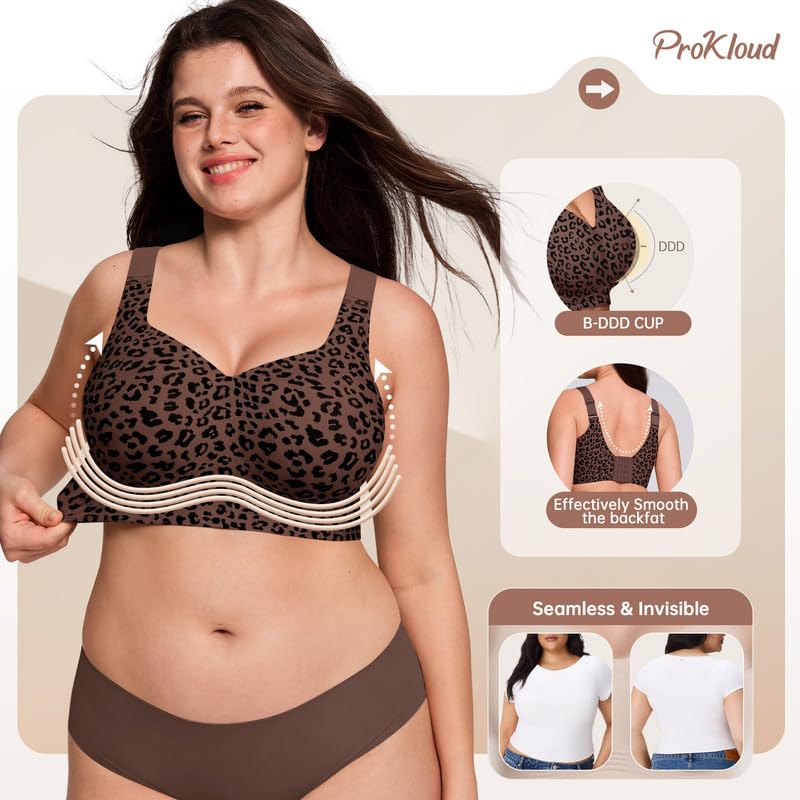 Image of ProKloud Jelly Bras for Women No Underwire Wireless Bra with Support and Lift Full Coverage Plus Size Comfy Seamless Bra