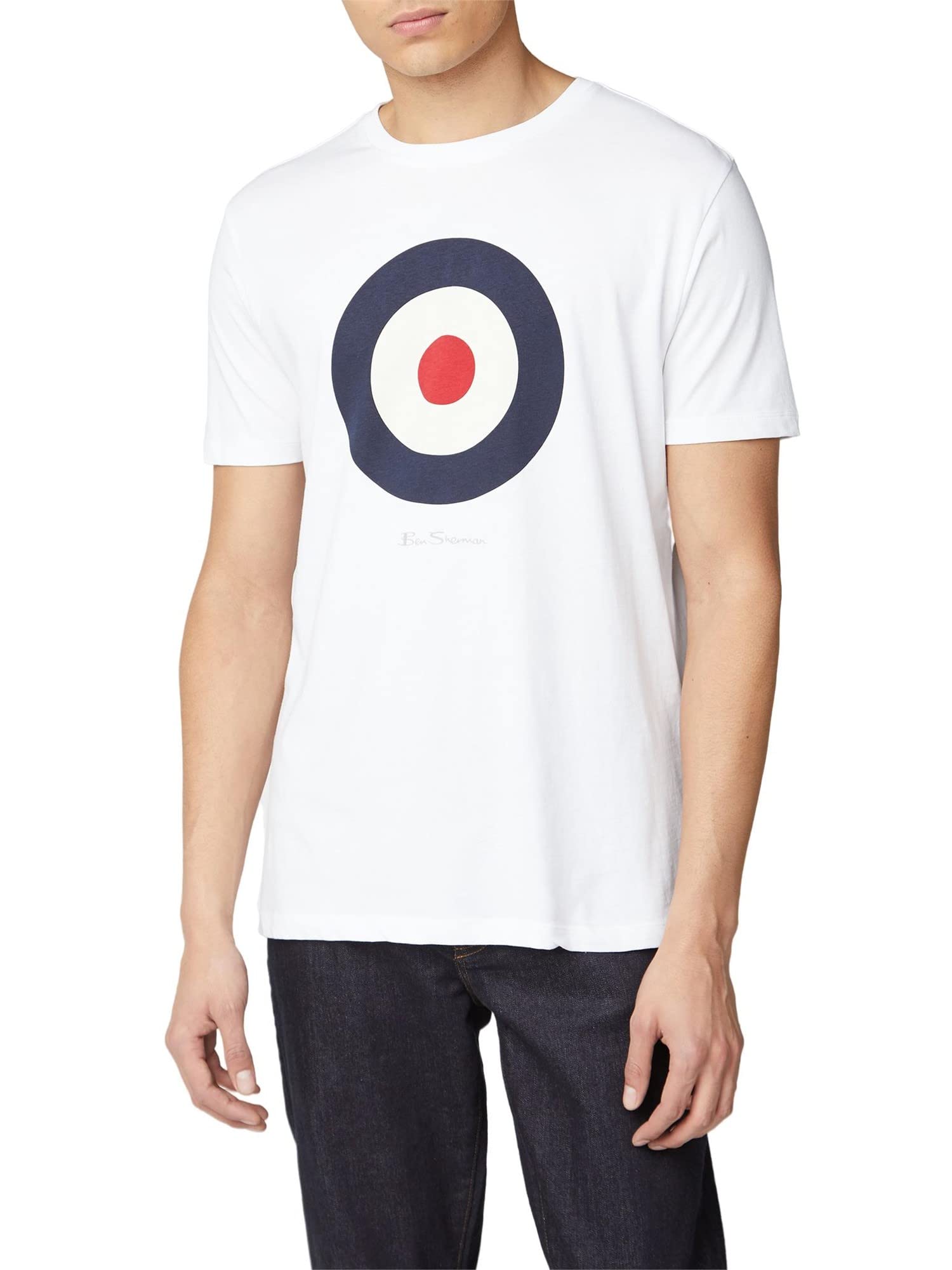 Ben Sherman Menswear Signature Target Tee T Shirt, White, M UK