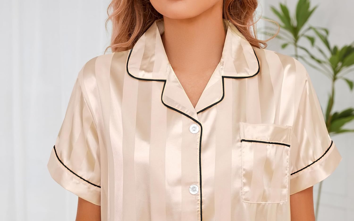 Silk Satin Pajamas for Women Button-Up Silk PJ Set Notch Collar Satin Pajama set - 2 Piece Satin Pjs - Image 5