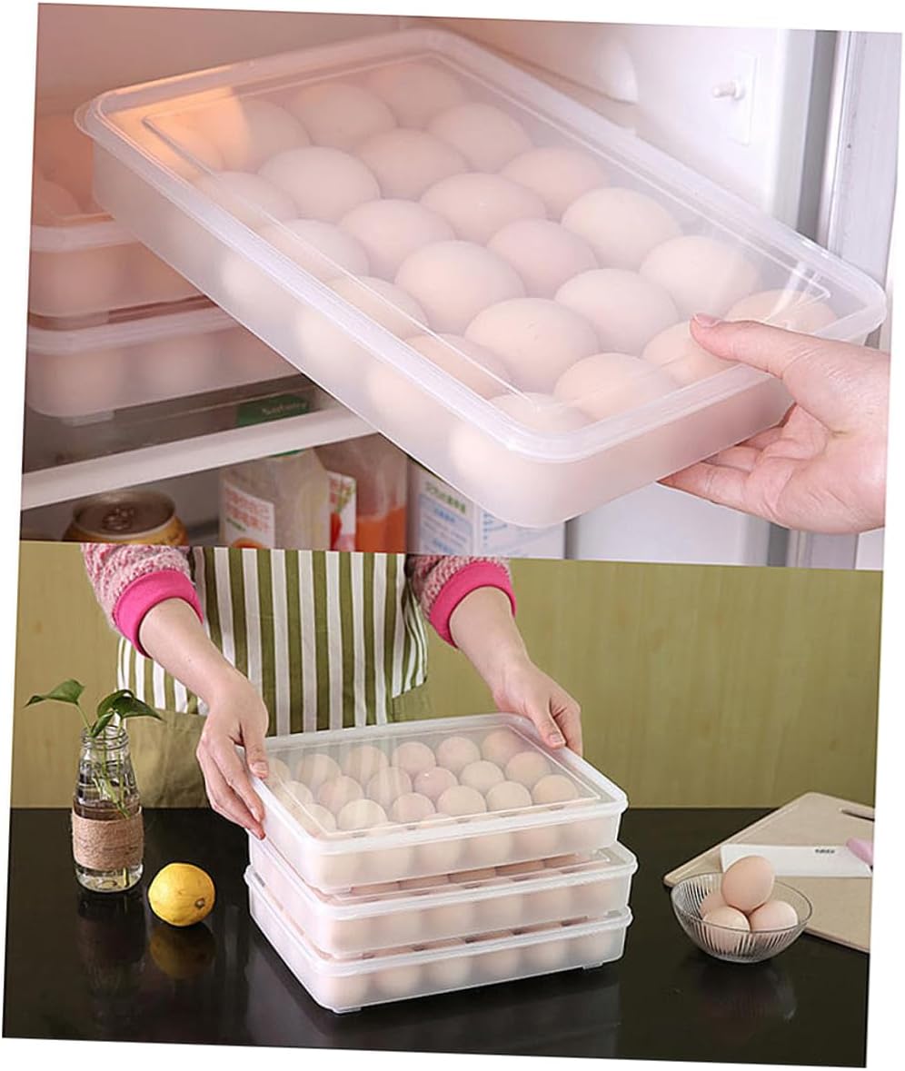 6 Pcs 24 Egg Tray Egg Container Containers for Food Egg Holder Fridge Containers Can Organizer for Refrigerator White Egg Plate Superimposed (Whitex3pcs 30X20cmx3pcs)