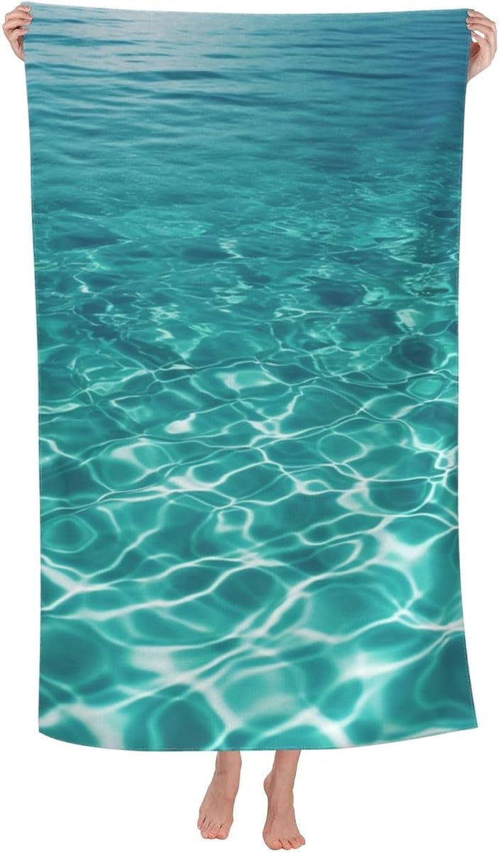 Toalla de playa de agua para piscina azul Aqua, de gran tamaño, 52 x 32 pulgadas, sin arena, toallas de natación para piscina, manta de viaje para adultos, toallas de baño absorbentes ligeras de secado rápido, accesorios de vacaciones en crucero